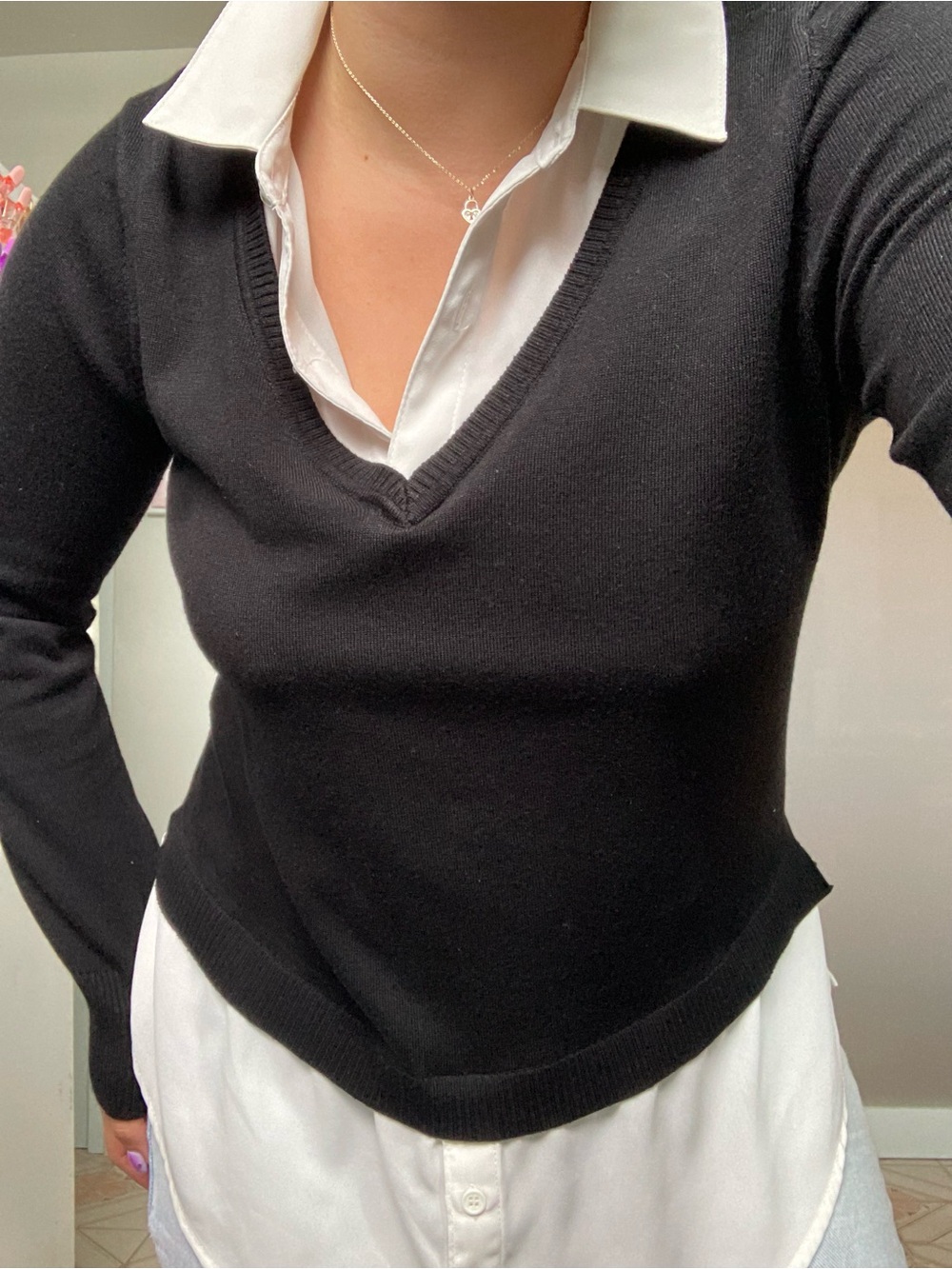 Classic Black V-Neck Women's Sweater
